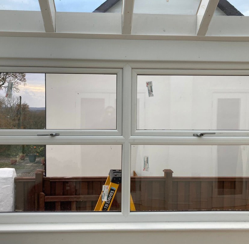 Glazed window units during installation work